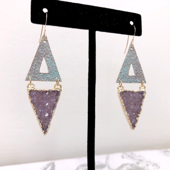 DRUZY Stone and Gold Plated earrings - Picture 2 of 2